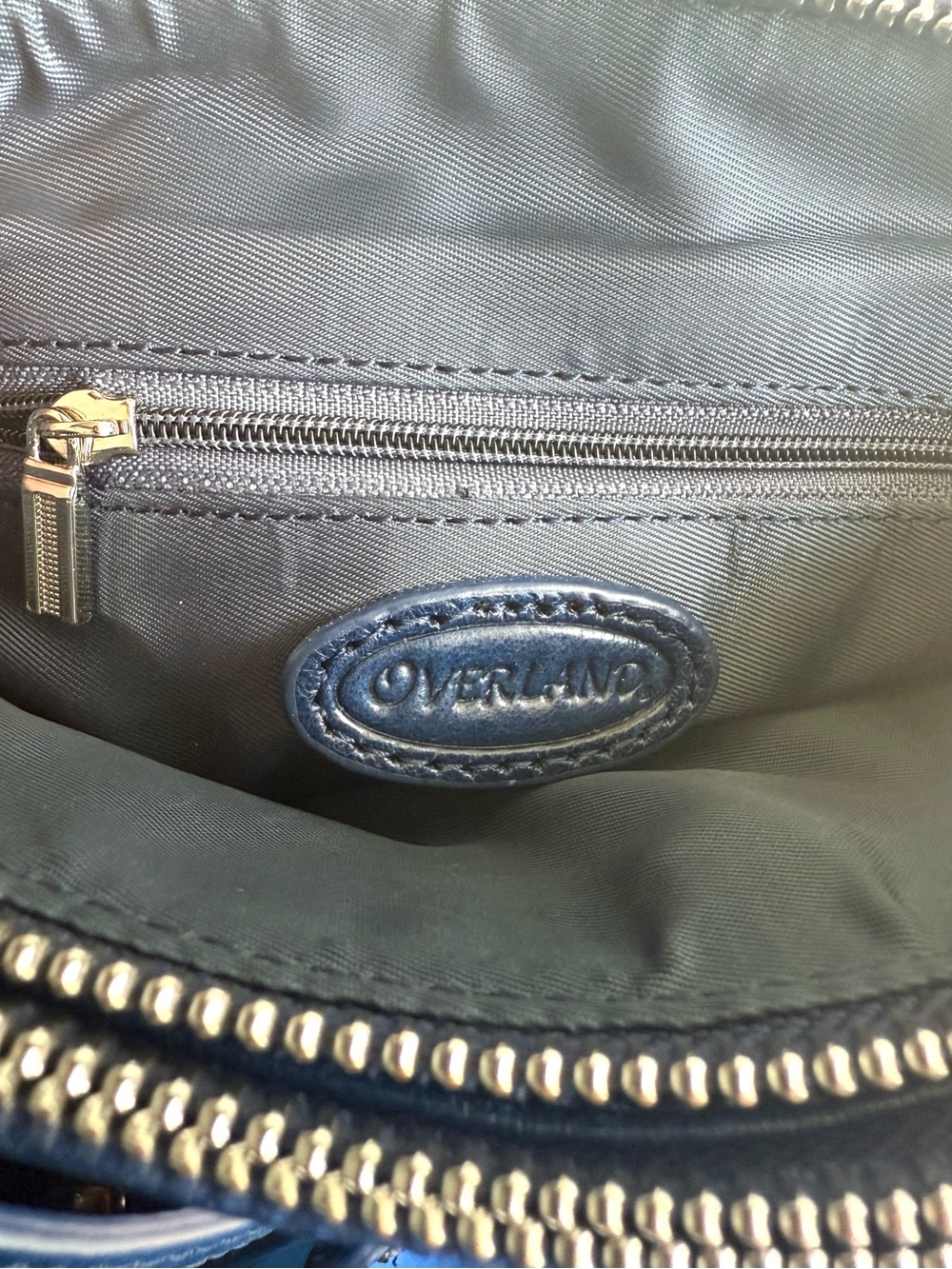 Vintage 90s/Y2K Overland dark blue leather crossbody bag - Picture 7 of 7